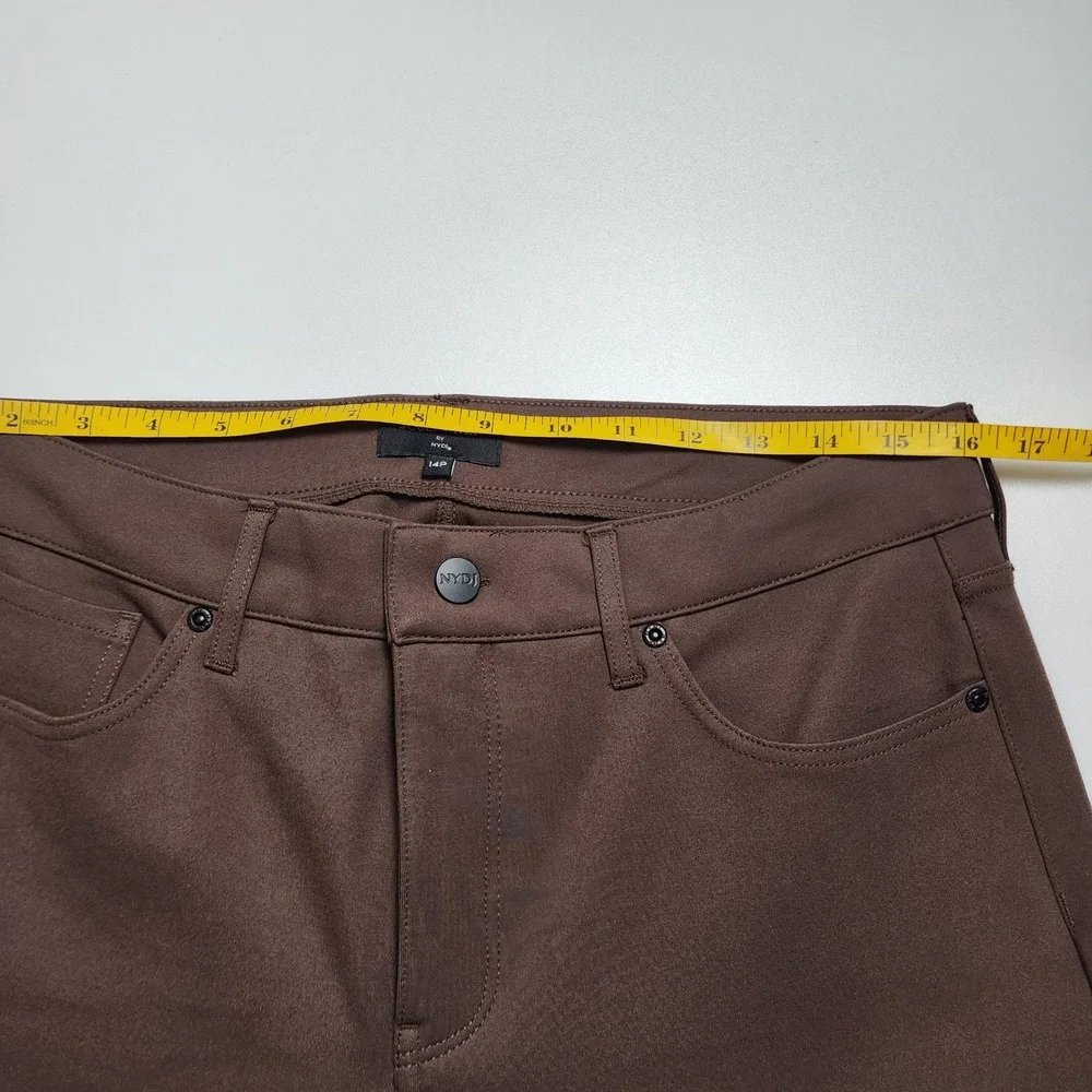 NYDJ Womens Sculpt Her Marilyn Straight Leg Pants Size 14P Brown Lift Tuck Ponte